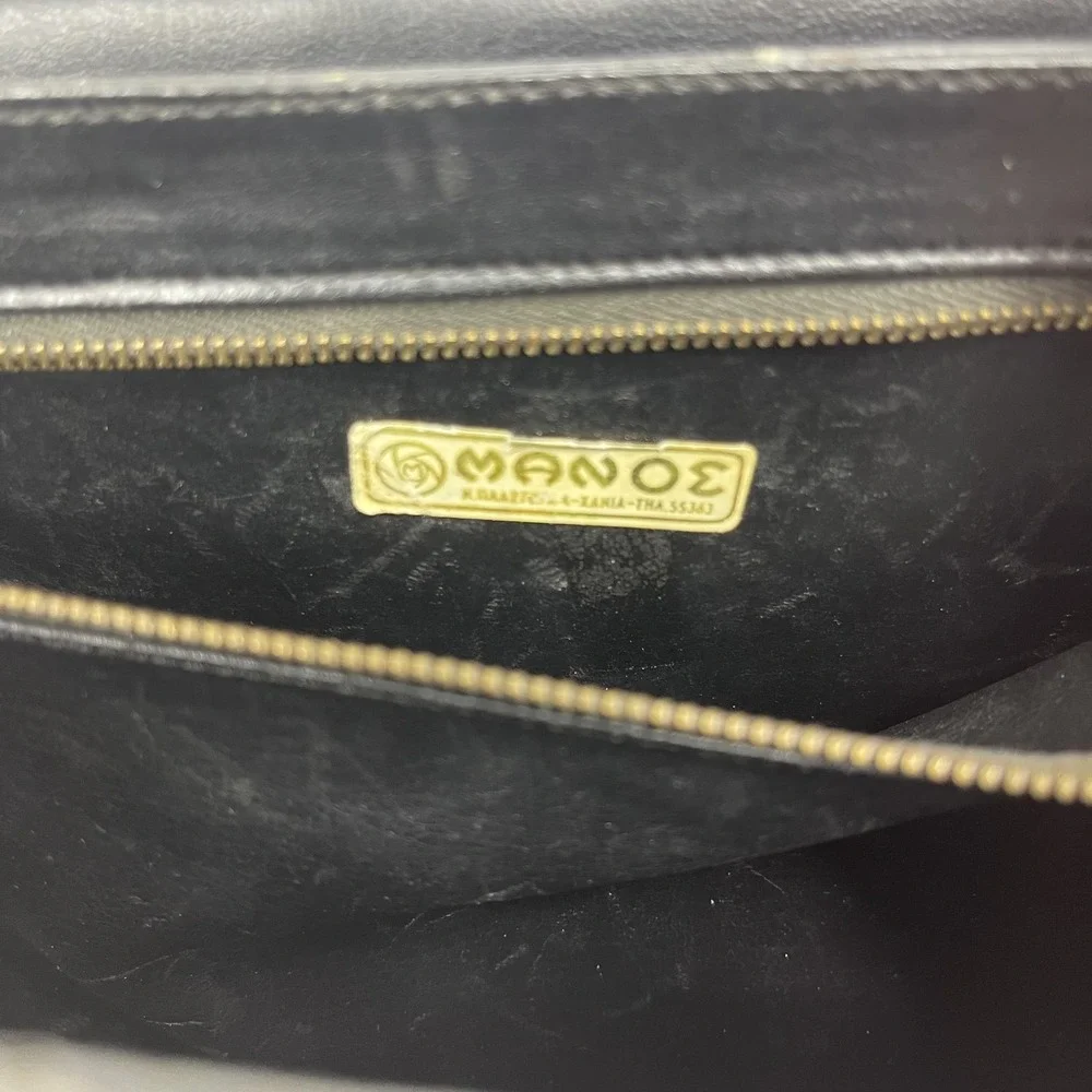 Vintage Crocodile Leather Handbag with ,Gold Hardware,Leather Inside, Black‎